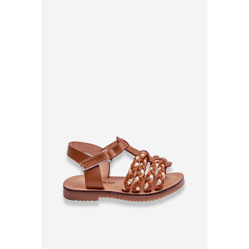 Boto Detské sandále na suchý zips s prúžkami Brown Sammy 66658961