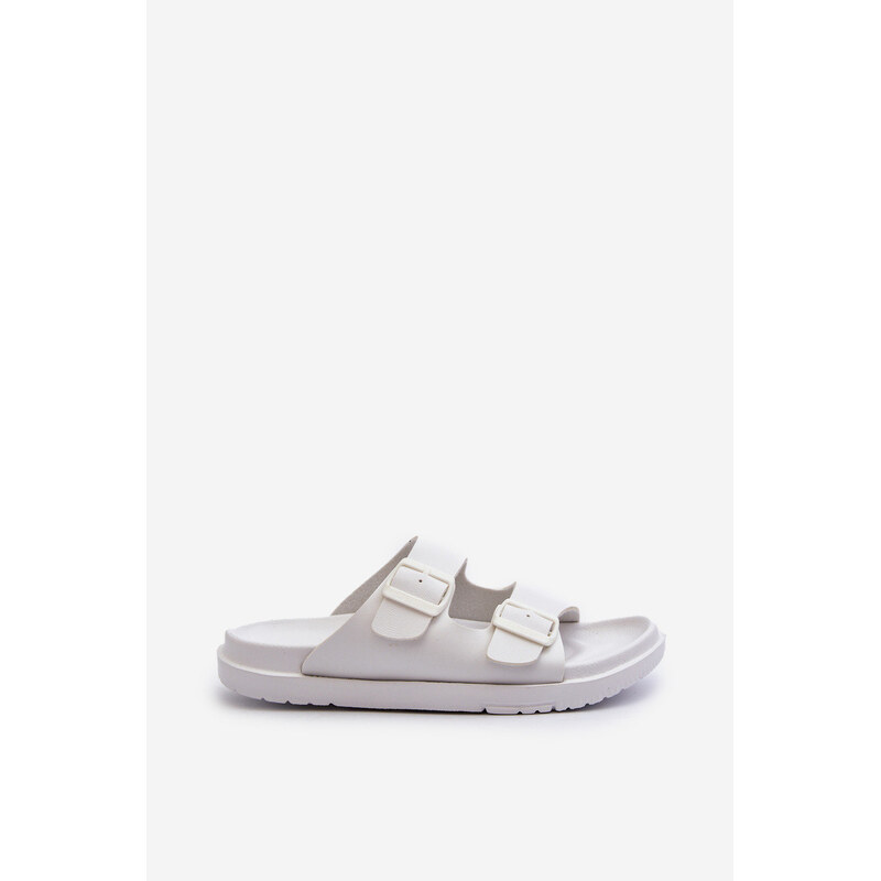 Big Star Shoes Lekkie Klapki Męskie Z Klamrami Big Star NN174594 Białe 66660331