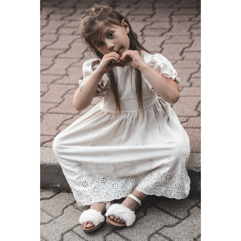 Boto Sandałki Dziecięce Na Rzep Z Futerkiem Białe Rosavere 66660468