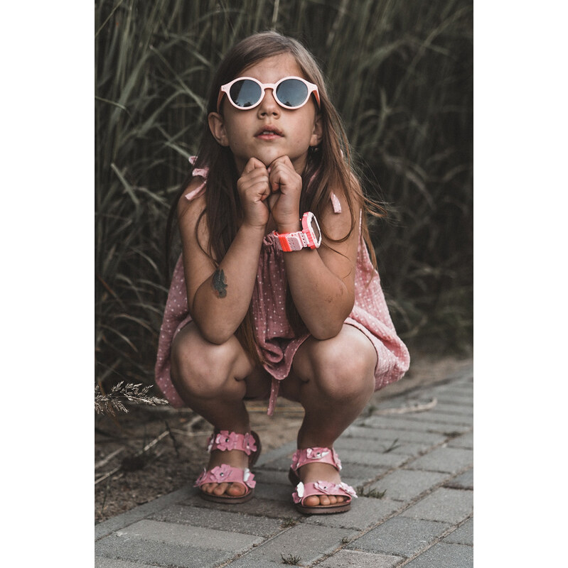 Boto Lakierowane Sandałki Dziecięce Ozdobione Kwiatkami Różowe Tinette 66660514