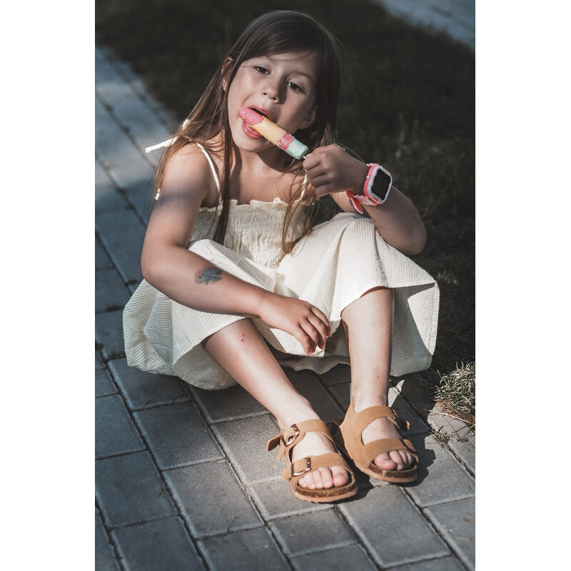 Boto Sandałki Dziecięce Na Korkowej Platformie Zapinane Na Rzep Camel 66660518