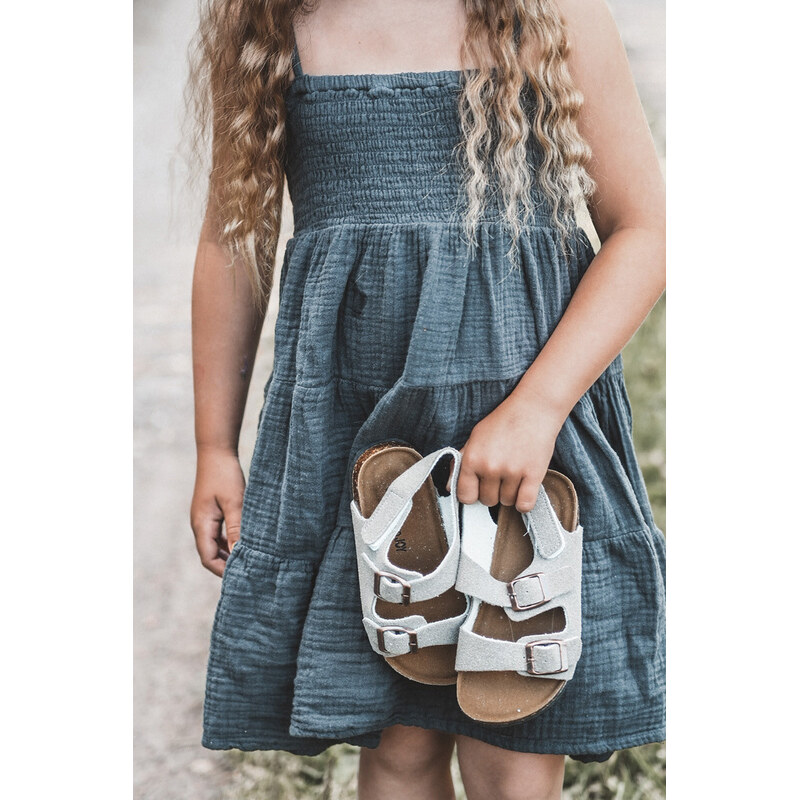 Boto Sandałki Dziecięce Na Korkowej Platformie Zapinane Na Rzep Szare 66660520
