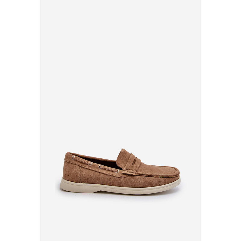 EVENTO Męskie Mokasyny Z Eko Zamszu Beżowe Rivanell 66660682