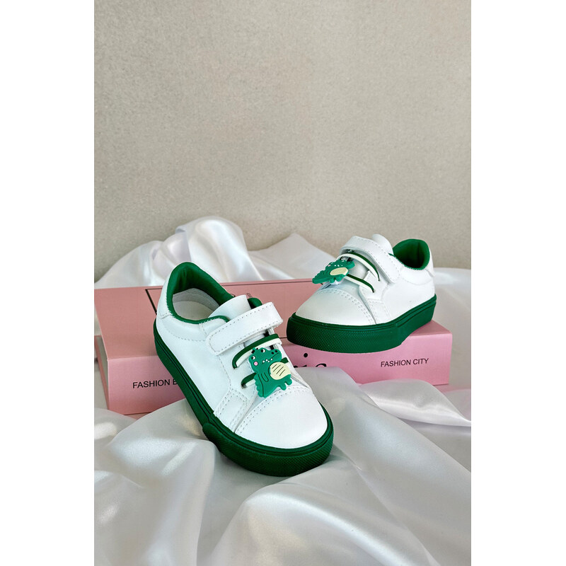 Boto Dziecięce Sneakersy Trampki Z Przypinką Biało-Zielone Pennyn 66660689