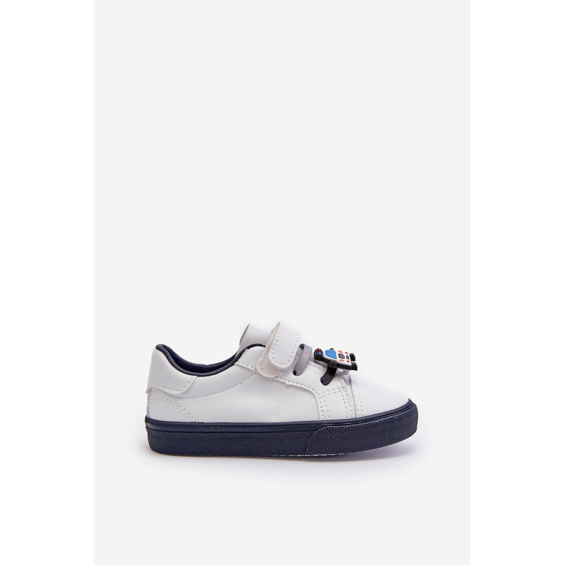 Boto Dziecięce Sneakersy Trampki Z Przypinką Biało-Granatowe Pennyn 66660690