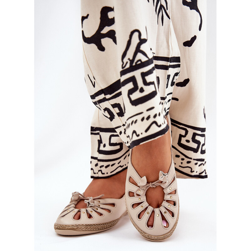 Płaskie Baleriny Z Naturalnej Skóry Zazoo 10179 Beżowe 66661931