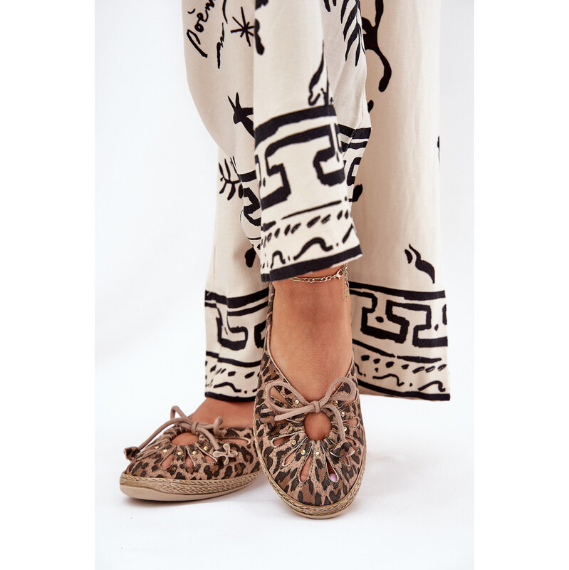 Płaskie Baleriny Z Naturalnej Skóry Panterka Zazoo 10179 Brązowe 66661932