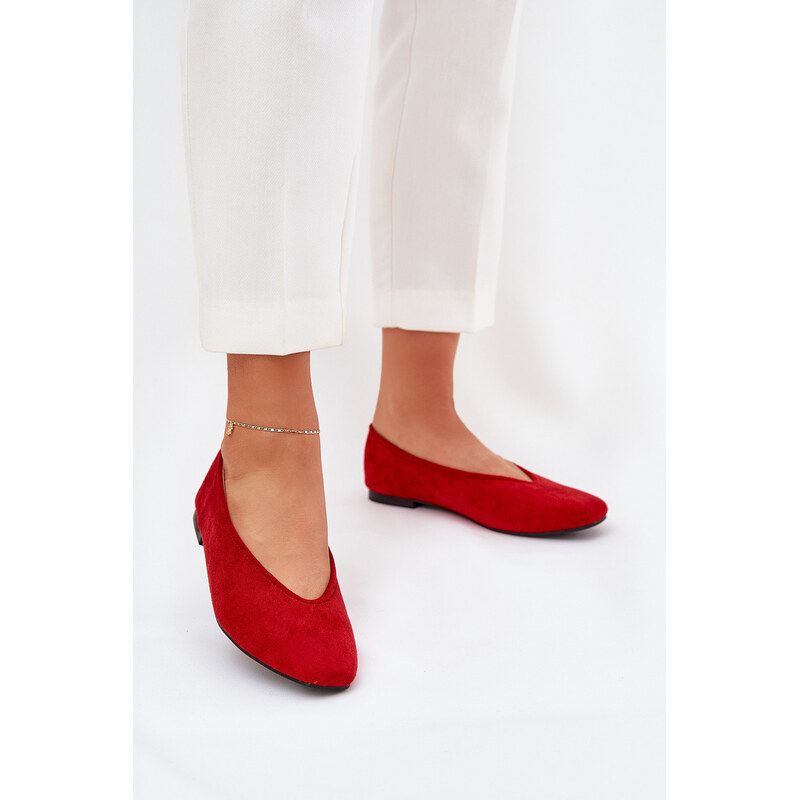 Boto Klasyczne Baleriny Z Eko Zamszu Czerwone Osallin 66662008