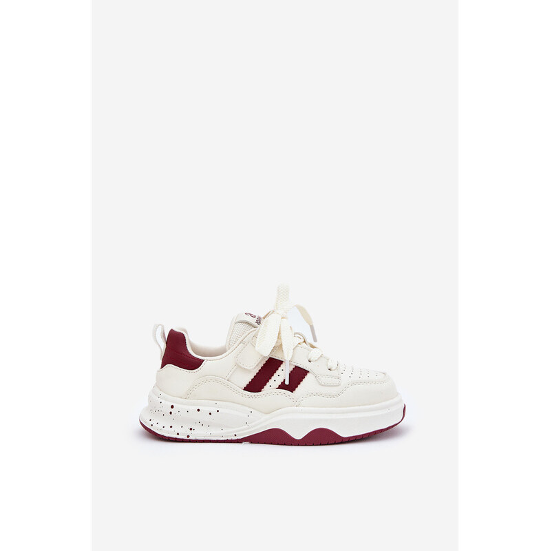 Boto Sneakersy Dziecięce Na Platformie Beżowo-Bordowe Grellio 66662437
