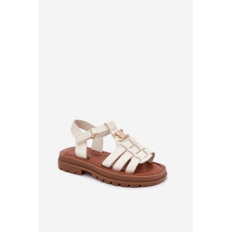Boto Dziewczęce Sandałki Z Ozdobnym Detalem Beżowe Serina 66663235