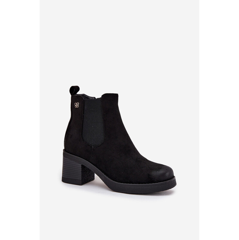 Boto Botki Sztyblety Damskie Na Obcasie Ocieplane Czarne Zelia 66663705