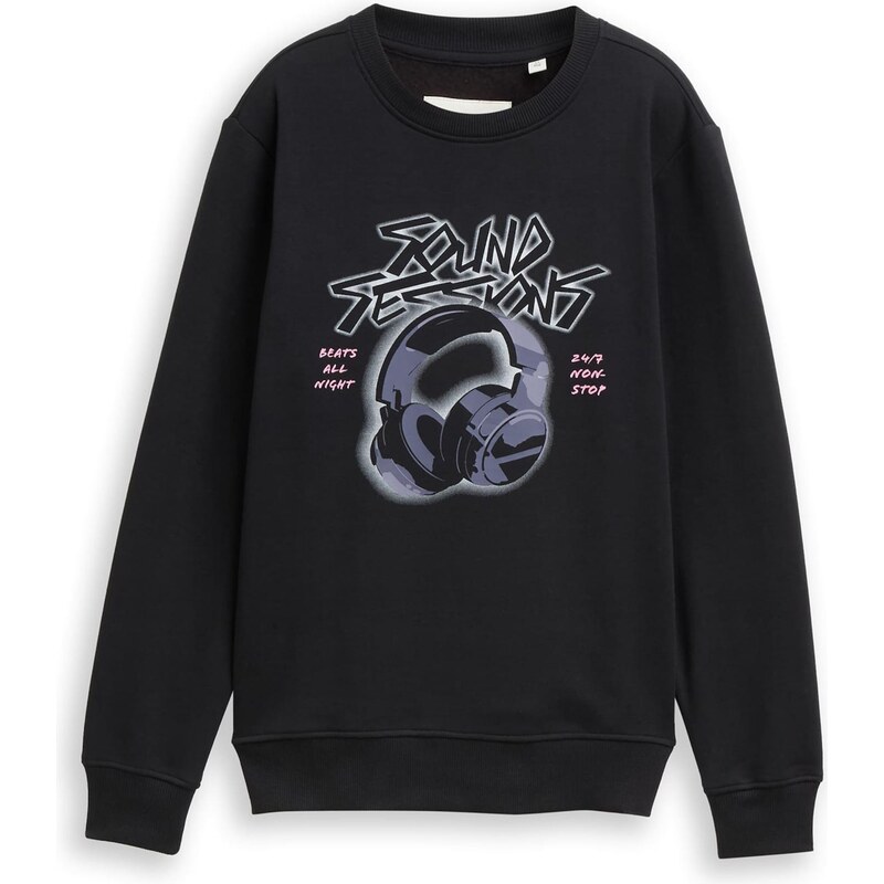 TOM TAILOR Mikina fialová / čierna / biela 66308351