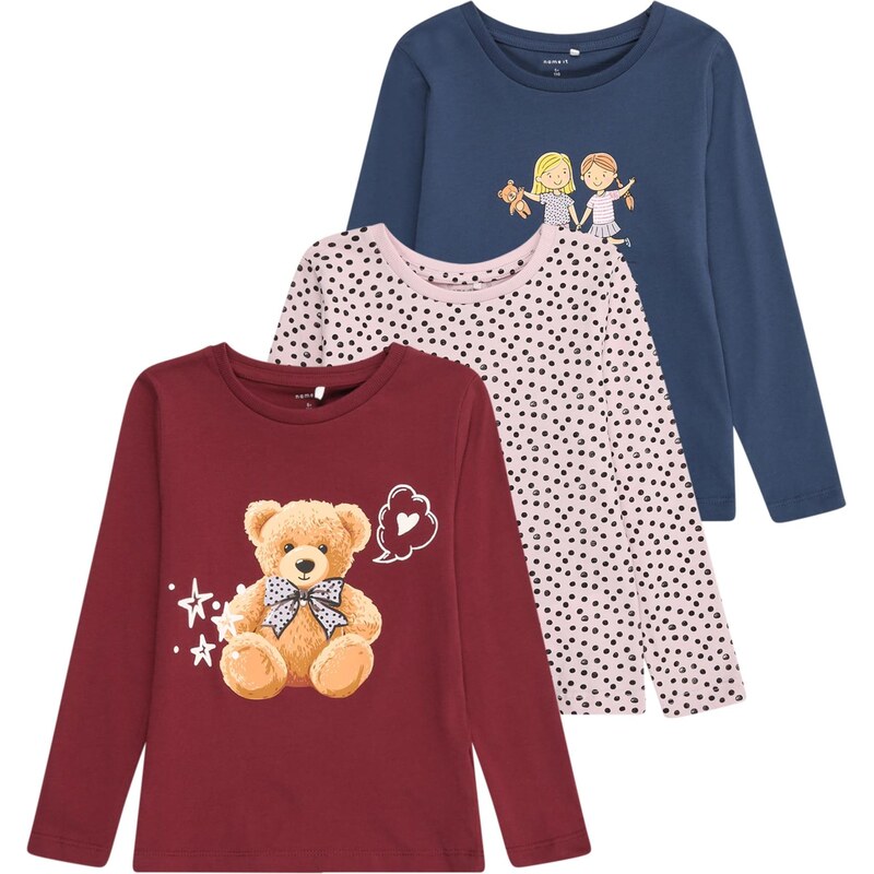 NAME IT Tričko NMFNIA námornícka modrá / rosé / burgundská / čierna 66308567