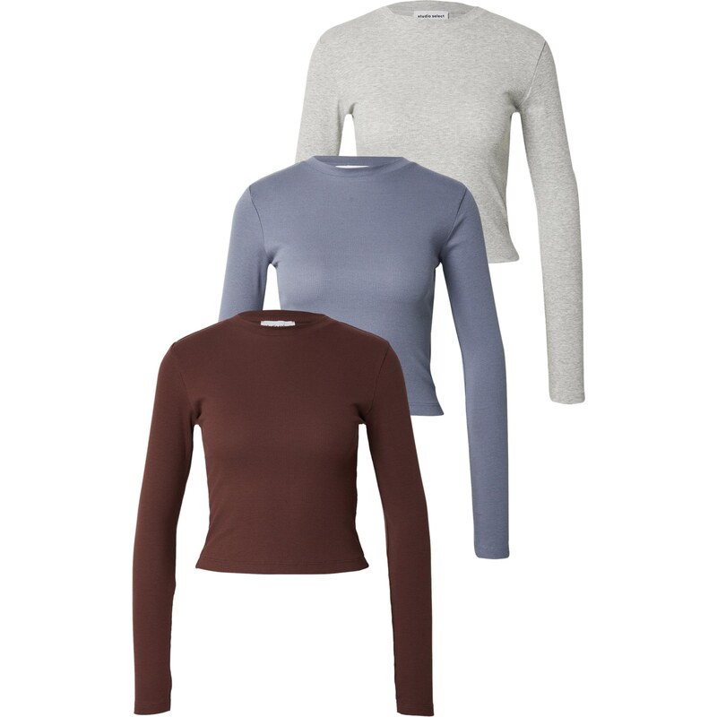 studioselect Tričko Caya modrosivá / tmavohnedá / sivá melírovaná 66308783