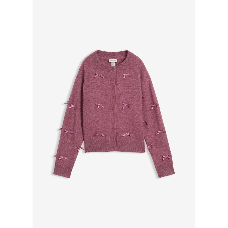 bonprix Jemne pletený sveter s mašľami, farba fialová 66308808