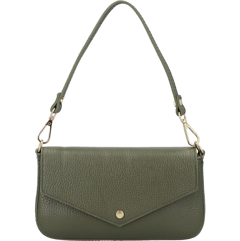 Dámska kožená kabelka na rameno tmavo zelená - Delami Vera Pelle 66363503