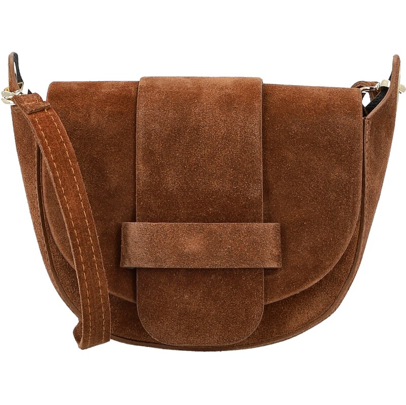 Dámska kožená crossbody kabelka koňaková - Delami Vera Pelle Ylla 66403297