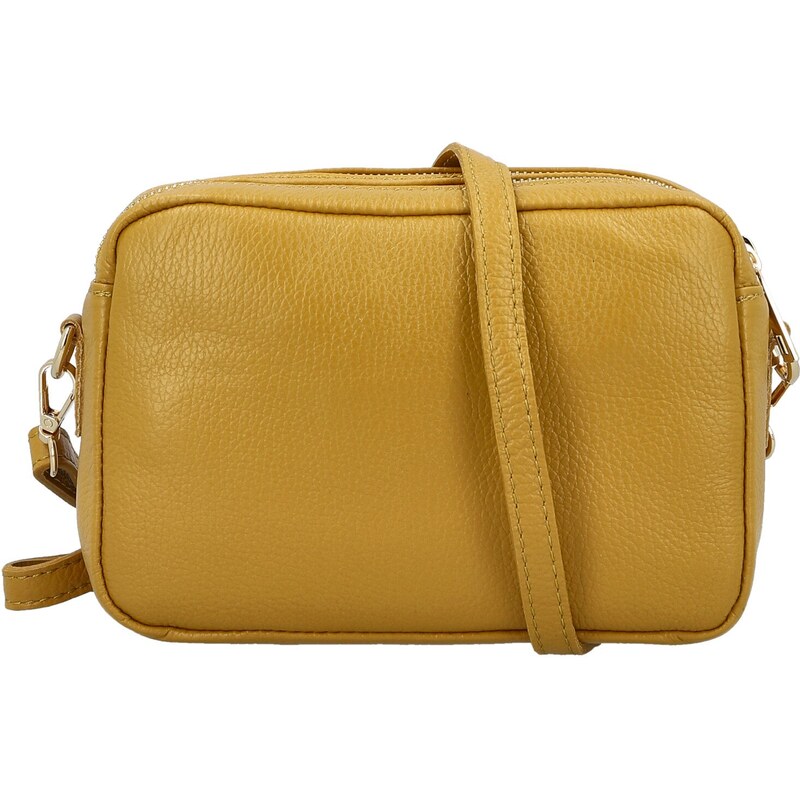 Dámska kožená crossbody kabelka žltá - Delami Vera Pelle Maevis žltá 66382702