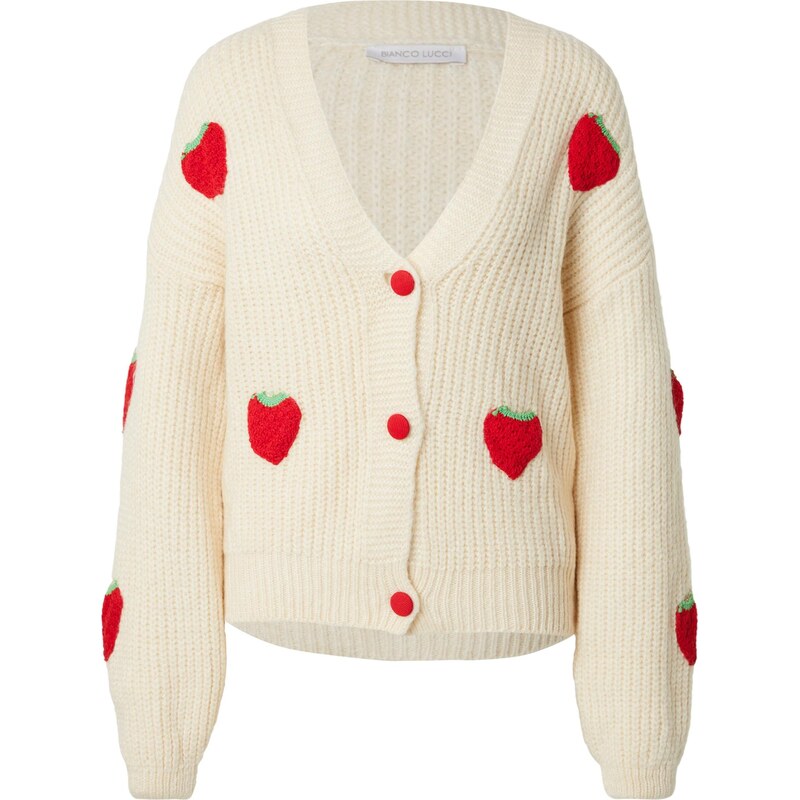 Bianco Lucci Kardigán béžová / červená 65905844
