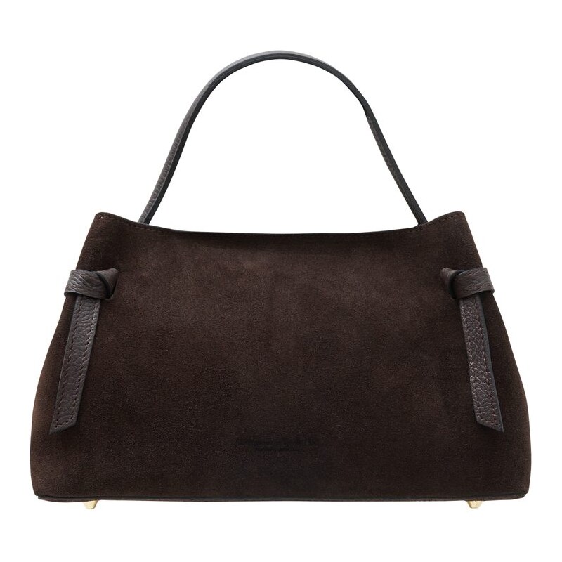 Glamorous by GLAM Kožená kabelka z broušené kůže do ruky tmavě hnědá 66320920