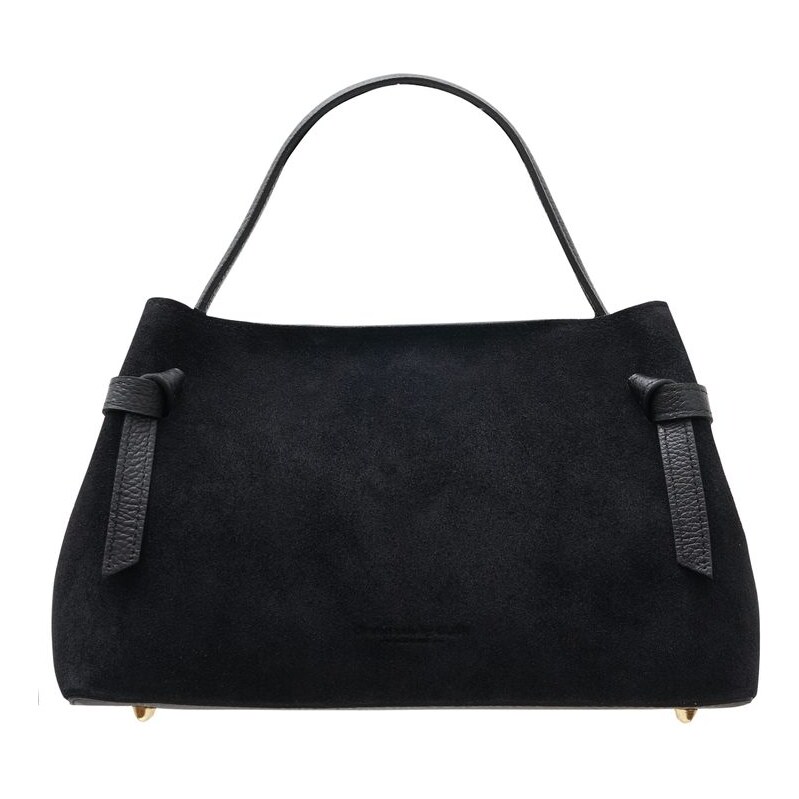 Glamorous by GLAM Kožená kabelka z broušené kůže do ruky černá 66320922