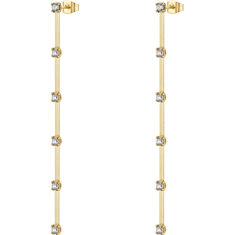 Brosway Dlhé pozlátené náušnice s čírymi zirkónmi Dreaming BIG26 66591263