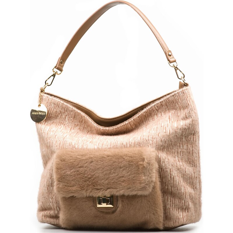 Kabelka Alex Max s kožušinou taupe 66322504