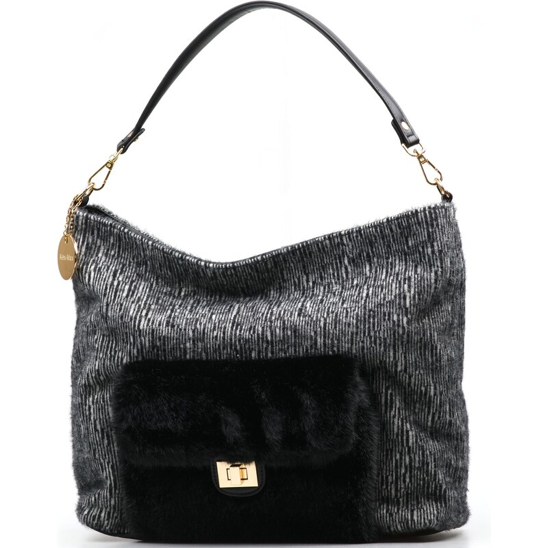 Kabelka Alex Max s kožušinou čierna 66322502