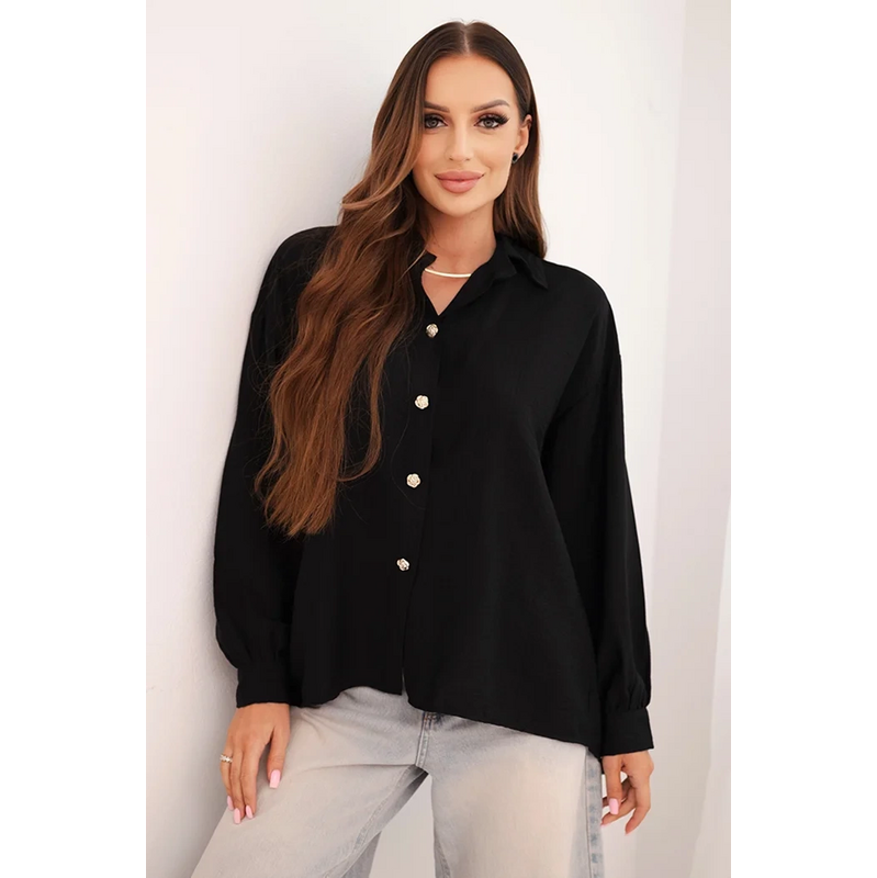Kesi Dámska elegantná košeľa z viskózy s ozdobnými gombíkmi 66456035