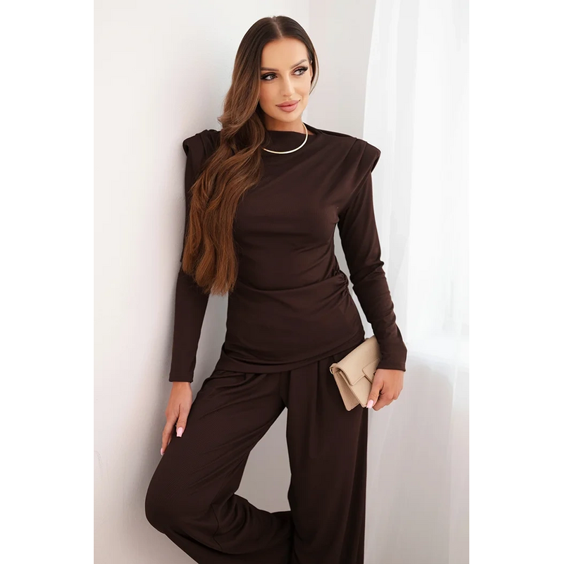 Kesi Dámsky bavlnený komplet s blúzkou a nohavicami so širokými 66666233