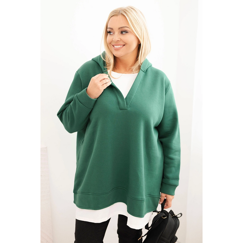 Kesi Dámska mikina zateplená Plus Size s kapucňou a výstrihom do V 67145684