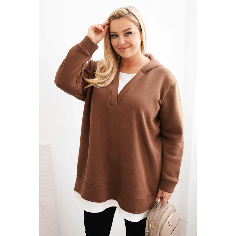 Kesi Dámska mikina zateplená Plus Size s kapucňou a výstrihom do V 67145685