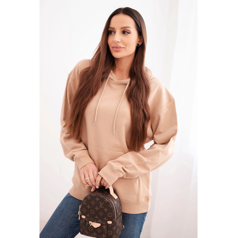 Kesi Dámska mikina s kapucňou a klokaním vreckom z bavlny béžová 66362633