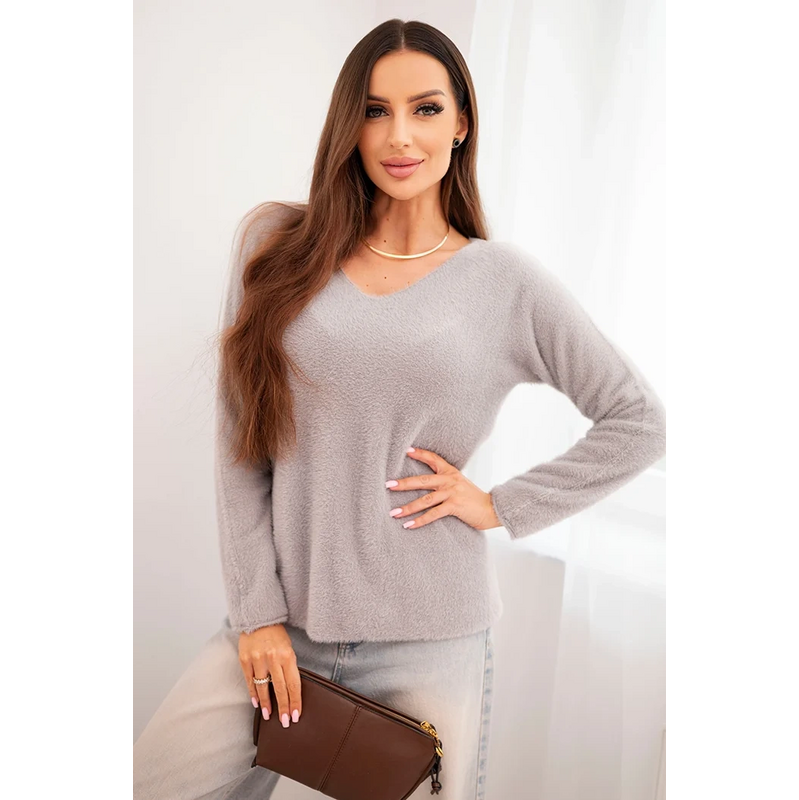 Kesi Dámsky sveter z mäkkej pleteniny s výstrihom do V fango 66599177