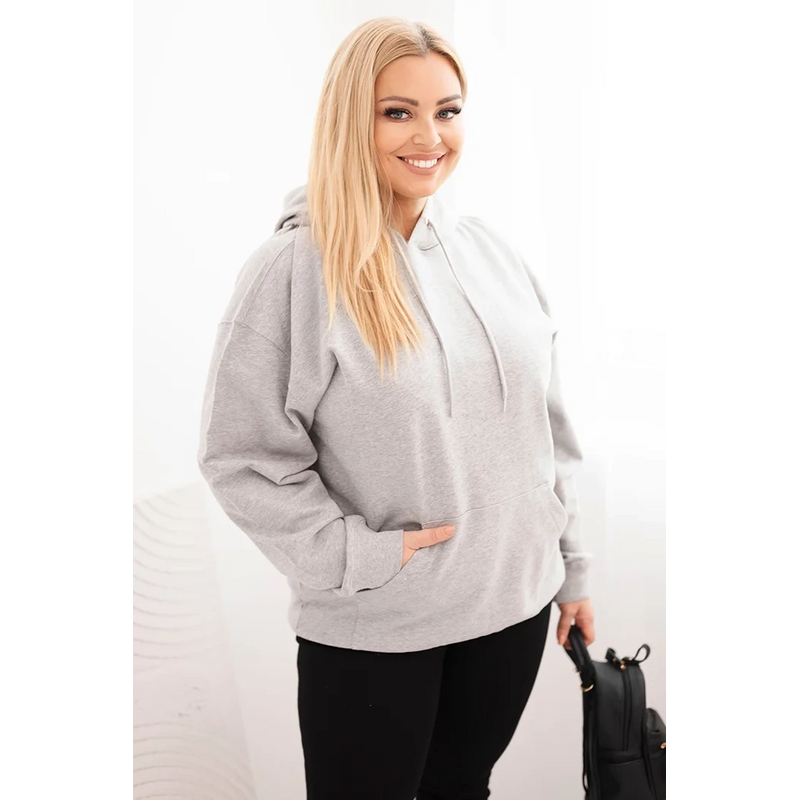 Kesi Dámska mikina s kapucňou a klokaním vreckom Plus Size z bavlny 66420678