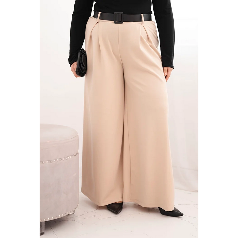 Kesi Dámske nohavice Plus Size so širokou nohavicou a opaskom 66362654