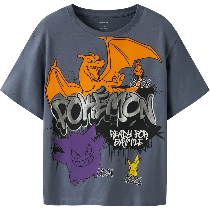 NAME IT Tričko NKMNirel Pokemon modrosivá / striebornosivá / 66330490