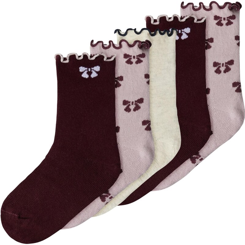 NAME IT Ponožky NMFSILKE orgovánová / burgundská / biela ako vlna 66330507