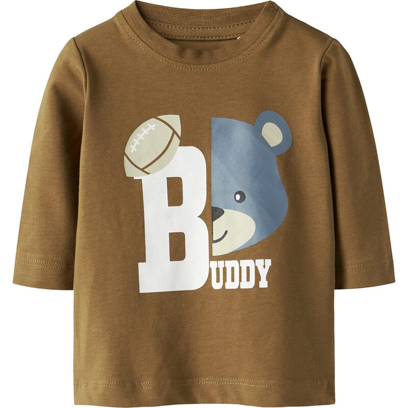 NAME IT Tričko NBMSHOUT hnedá / sivá / biela 66330512