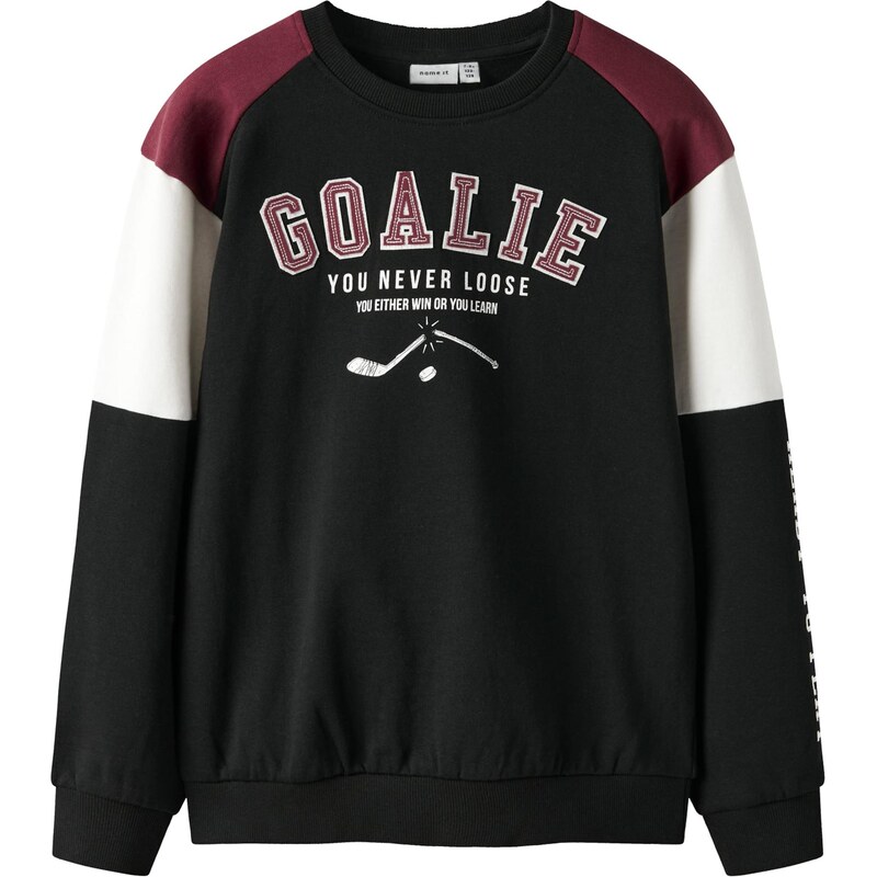 NAME IT Mikina NKMShawn vínovo červená / čierna / biela 66330513