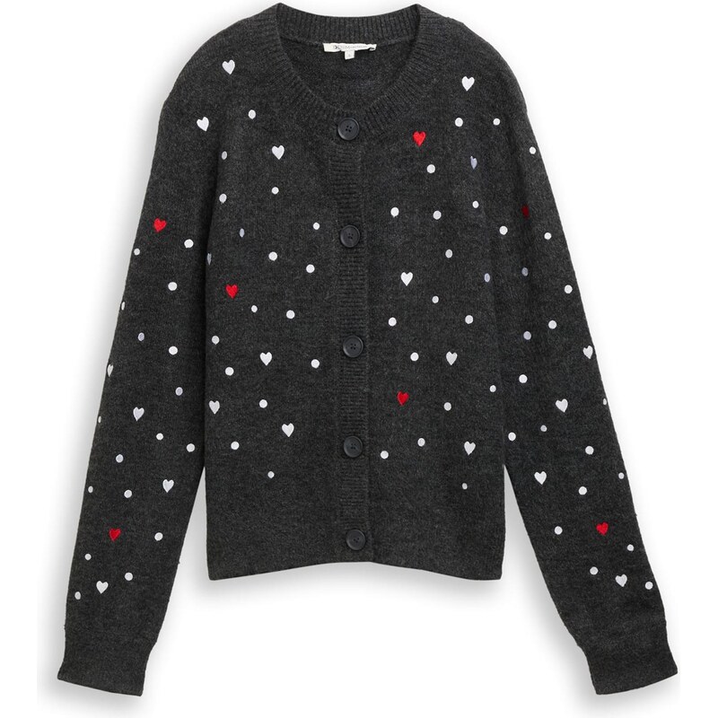 TOM TAILOR DENIM Kardigán antracitová / červená / biela 66330527