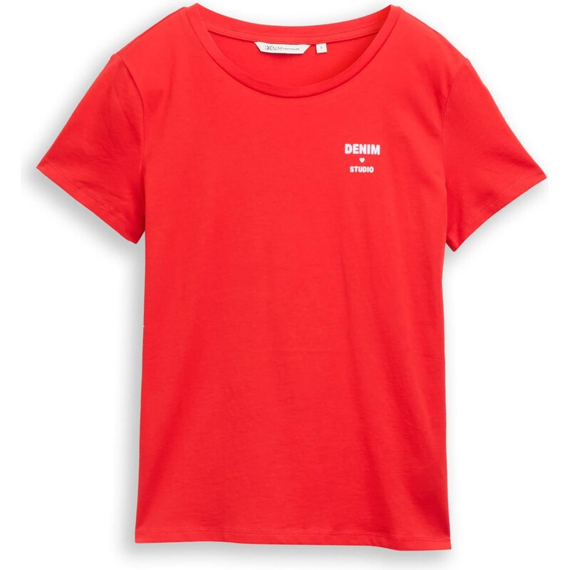 TOM TAILOR DENIM Tričko červená / biela 66330530