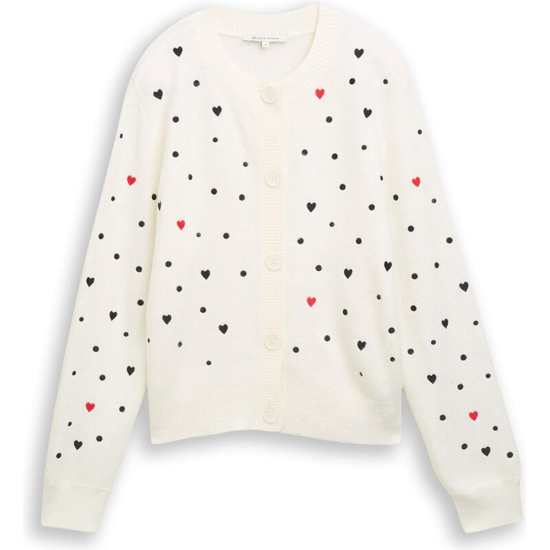 TOM TAILOR DENIM Kardigán krvavo červená / čierna / biela ako vlna 66330544