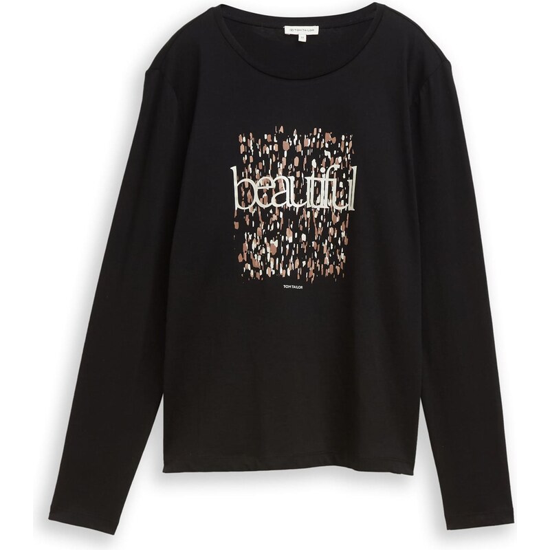 TOM TAILOR Tričko farba ťavej srsti / čierna / biela ako vlna 66330558