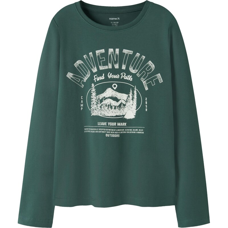 NAME IT Tričko NKMVUX zelená / biela 66330701