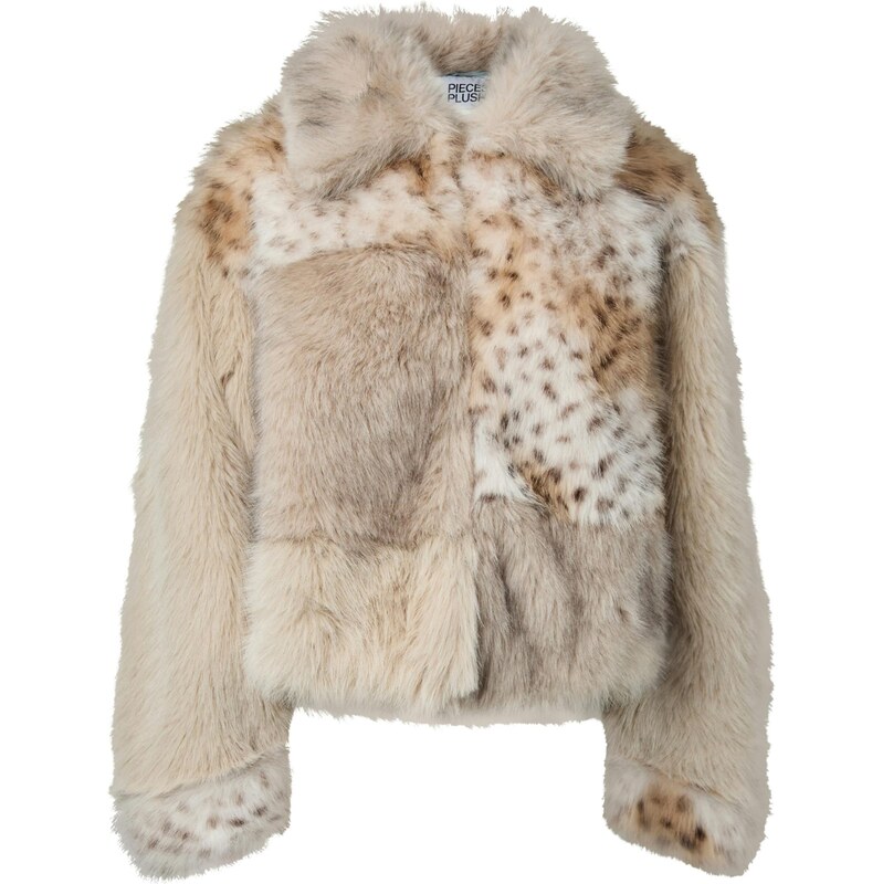 PIECES Prechodná bunda farba ťavej srsti / sivobéžová / šedobiela 66346370