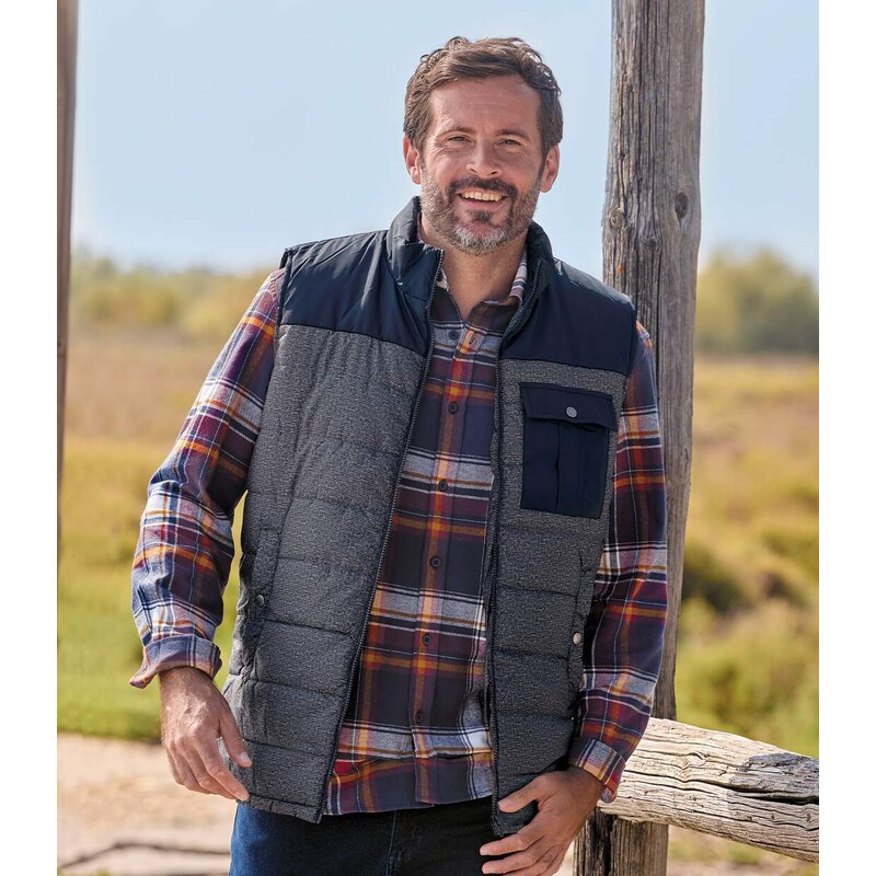 Dvojfarebná prešívaná vesta Atlas For Men Modrá 66328864