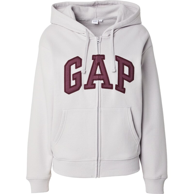 GAP Tepláková bunda HERITAGE svetlosivá / vínovo červená / 66330867