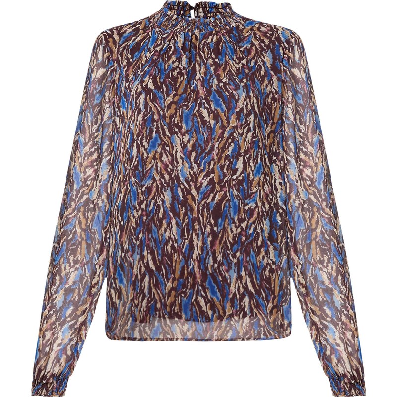 VILA Blúzka VIFALIA nebielená / kráľovská modrá / karamelová / 66331101