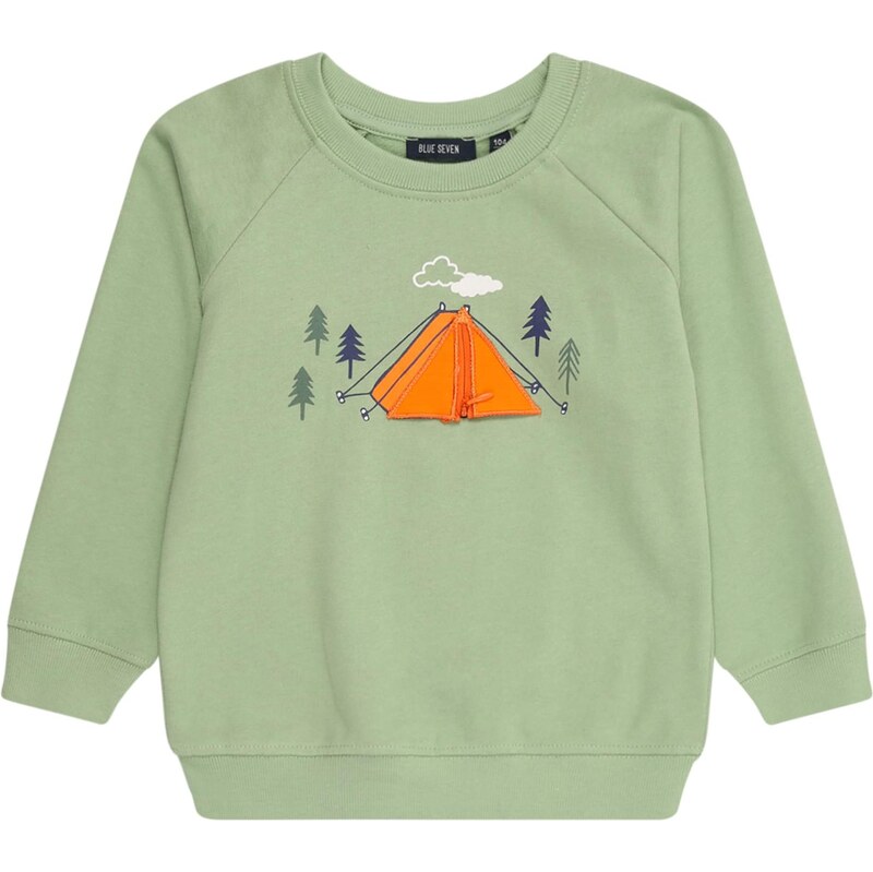 BLUE SEVEN Mikina tmavomodrá / pastelovo zelená / oranžová / šedobiela 66331191